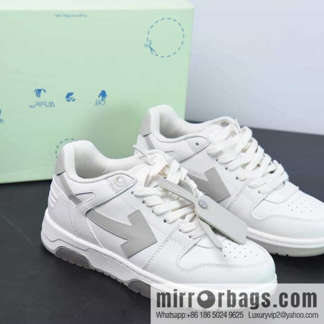 OFF-WHITE Out Of Office series low-top Vintage versatile casual sports shoes \"leather (fabric) beige gray arrow\"