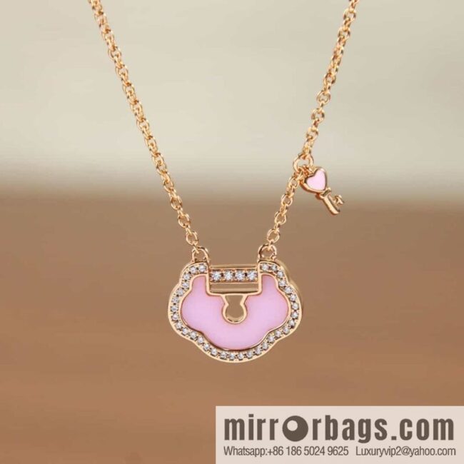 Qeelin Qixi Festival Large Safety Lock Ruyi Lock Necklace