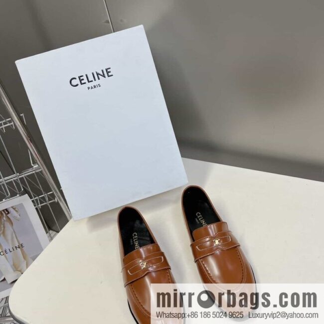 CELINEl Celine loafers Caesar door buckle series casual small leather shoes