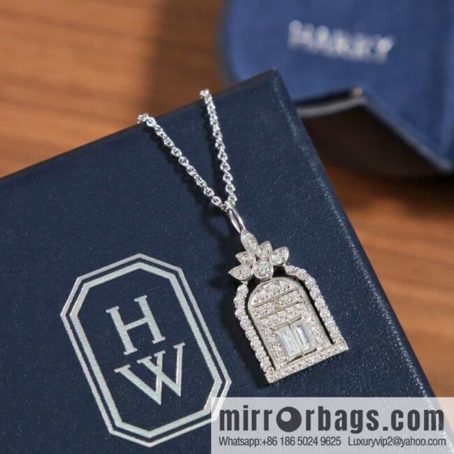 HARRY WINSTON HW Charms Gates Diamond Pendant, Door to Happiness Necklace