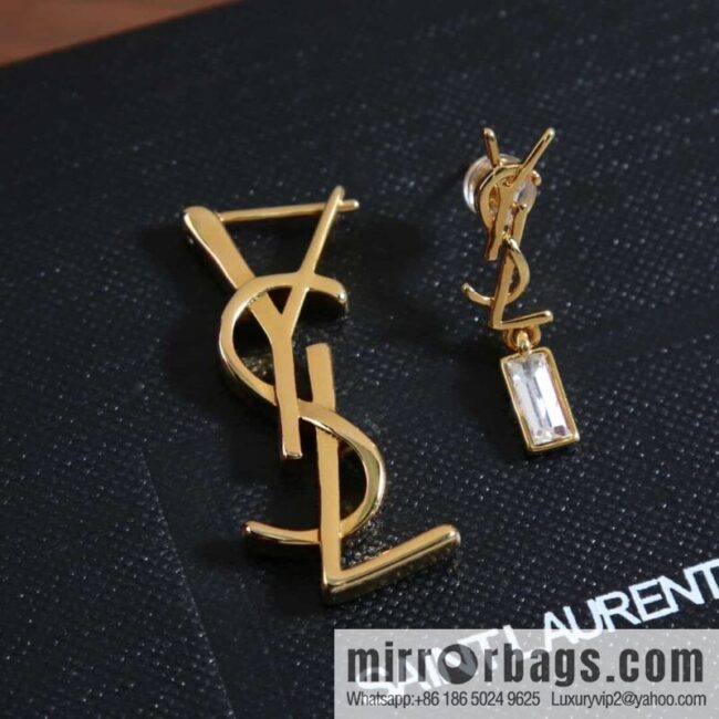 Saint Laurent Asymmetrical YSL stud earrings