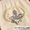 New ☑️ Vivienne Westwood Queen Mother peach heart love Saturn pearl bracelet
