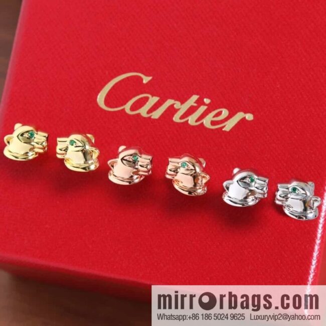 CARTIER Cartier Jungle series glossy leopard stud earrings