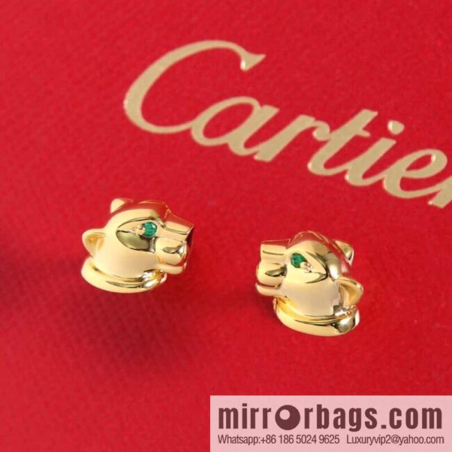 CARTIER Cartier Jungle series glossy leopard stud earrings