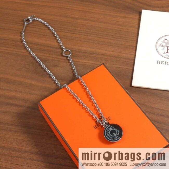 HERMES Carrousel Buffalo Horn OT Necklace