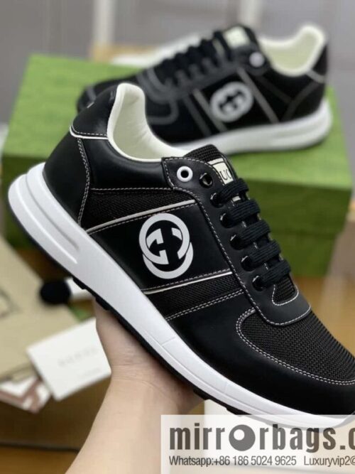 wsxc1691160324980_4-800x8000jz0xp32e3c189699_20250708232414.jpg Gucci Gucci uses black leather and black mesh men\'s sports running shoes