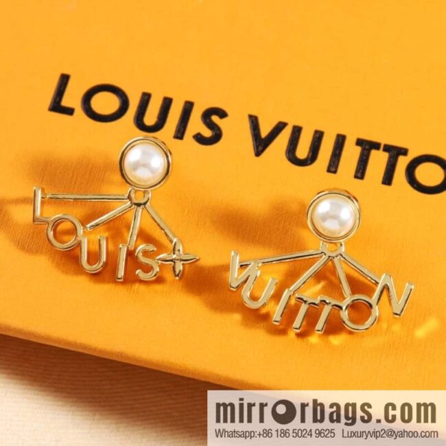 Louis Vuitton lv spelling fan letter stud earrings
