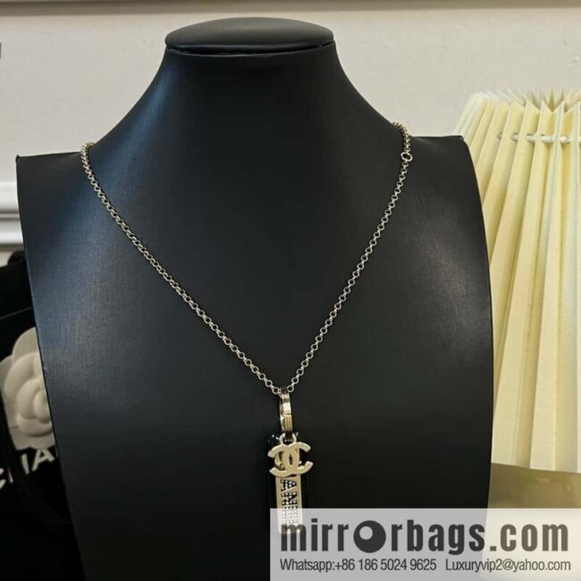 New ☑️ Chanel double c-bar acrylic letter necklace sweater chain