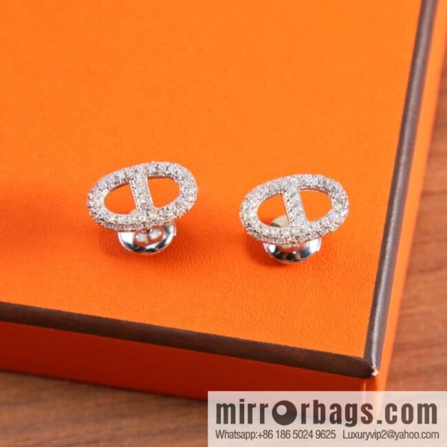 New ☑️ Hermès HERMES full drill pig nose stud earrings