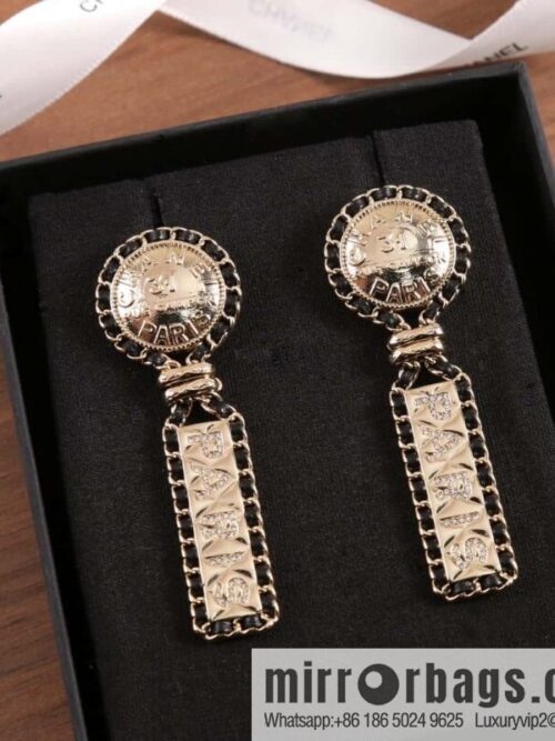 wsxc1691594816471_0-800x800mi0drknhhii153452_20250705103125.jpg New ☑️ Chanel C2 black leather rope ancient coin stud earrings