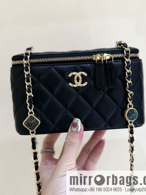 CHANEL 23A Premium Handicraft Collection, Limited Edition Gem chain strap box bag AP3416 black