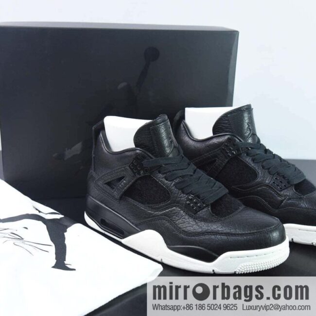 Air Jordan 4 Retro Premium \"Pony Hair Black\" Pure original black and white peak, luxury black item number: 819139 010