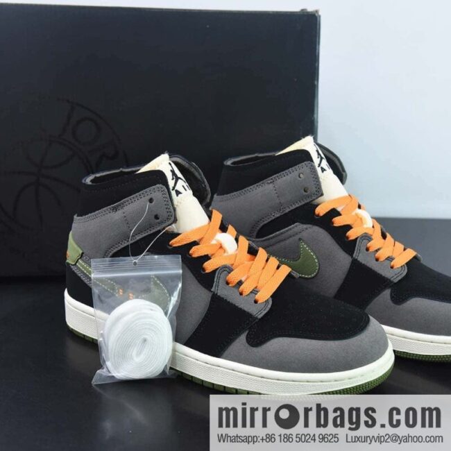NK Air Jordan 1 Mid SE \"Craft\" AJ1 Joe 1 Black Coal Ash, Zhongbang Casual Board Shoes, Item Number: FD6817-003