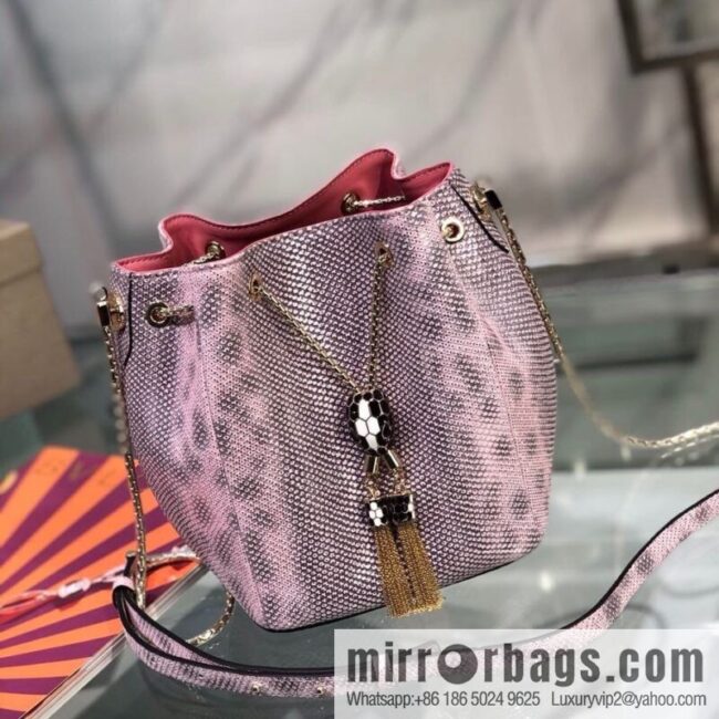 BVLGARI (Bulgari) early spring limited edition new - red water snakeskin beautiful barrel bag model: 287614