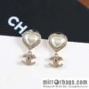 New ☑️ Chanel C2 double c peach heart love stud earrings