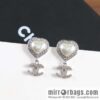 New ☑️ Chanel C2 double c peach heart love stud earrings