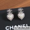 New ☑️ Chanel C2 double c peach heart love stud earrings