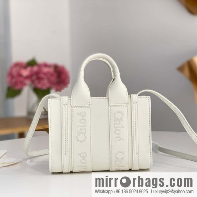 Chloe Woody Full Pitot Bag, White Mini20CM
