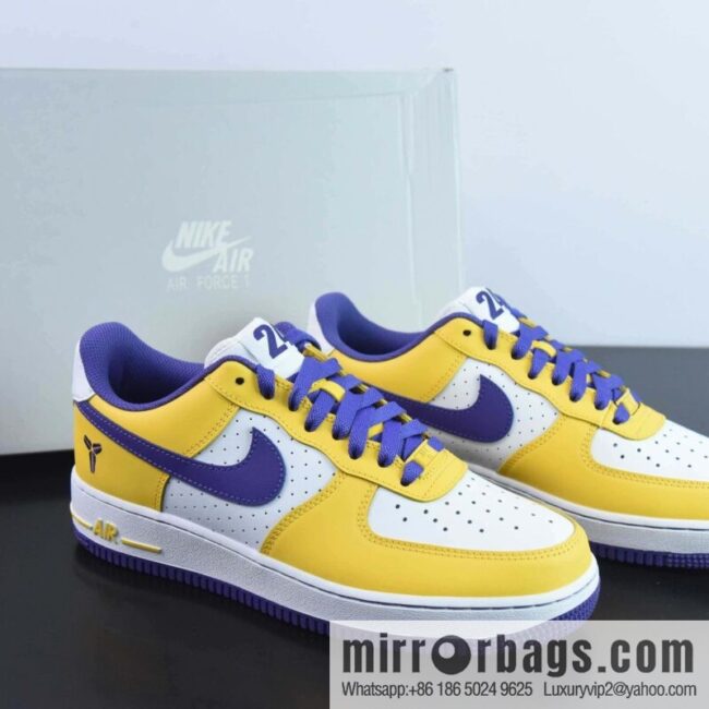 NK Air Force 1 Low Retro QS Air Force One Low Help, White Purple Yellow, Purple Gold Lakers Item Number: FZ1151-100