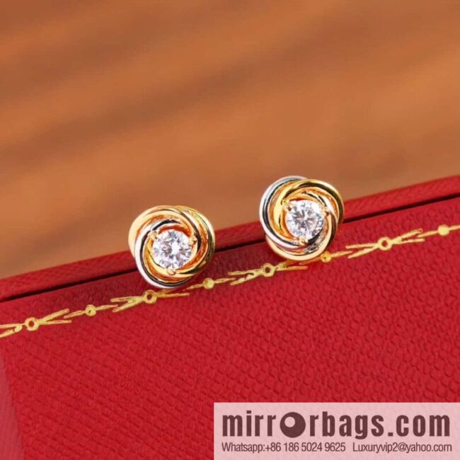 Cartier three-color single-diamond stud earrings