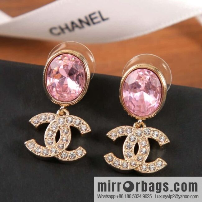 New ☑️ Chanel C1 double c pink diamond stud earrings