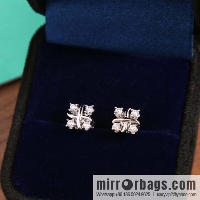 New ☑️ Tiffany & Co. Tiffany color cross stud earrings
