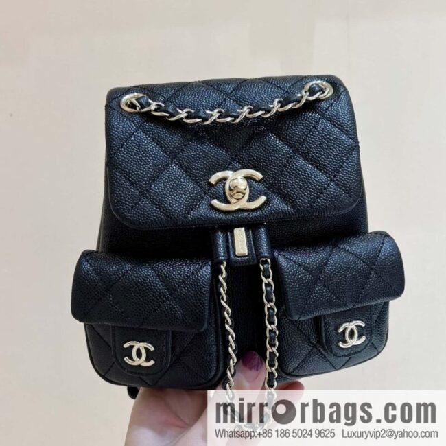 wsxc1693062090018_0-800x8005yg3lke25ds66681_20250719021256.jpg CHANEL 23P spring and summer trailer series, lychee leather duma double backpack AS3787 black