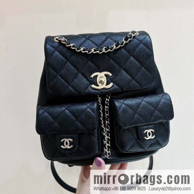 wsxc1693062547425_0-800x8002xdhgr1q3q166606_20250719021211.jpg CHANEL 23P spring and summer trailer series, lychee leather duma double backpack AS3860 black