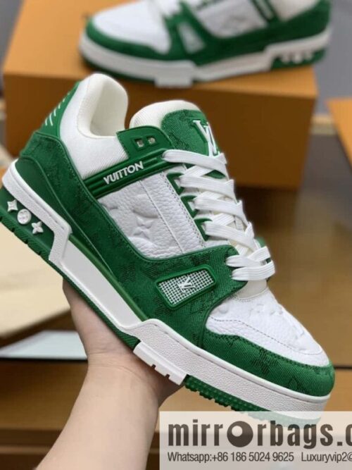 wsxc1693067621927_4-800x800bszvkgfnfdp177944_20250708172234.jpg LV green denim patchwork white leather Vuitton logo His & Hers sports running shoes