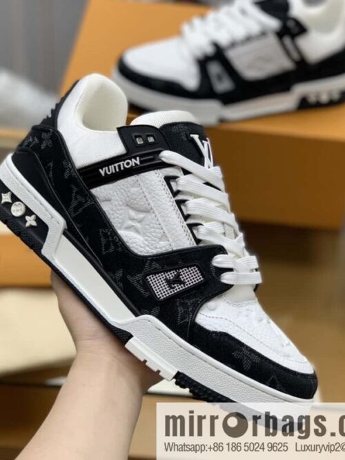 wsxc1693068250634_4-800x8003kws1y3r01x177922_20250708172149.jpg LV black denim patchwork white leather Vuitton logo His & Hers sports running shoes