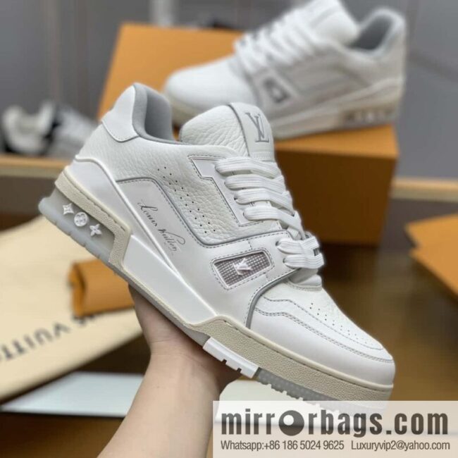 wsxc1693069255416_4-800x800dqzgg4elmgt177900_20250708172104.jpg LV White Calfskin Vuitton Logo His & Hers Sports Casual Shoes