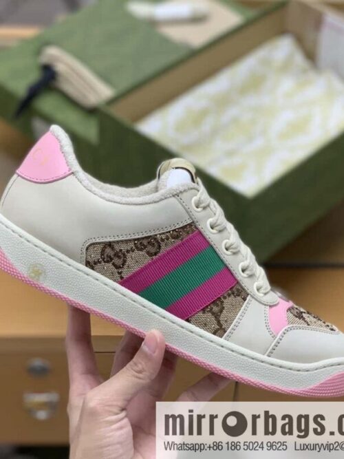 wsxc1693322304303_3-800x800fohs1ycvnig176011_20250708160944.jpg GUCCI GG canvas pink and green webbing, women\'s dirty shoes