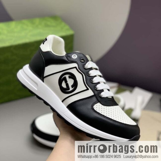 GUCCI black embroidery logo men\'s sports and leisure shoes