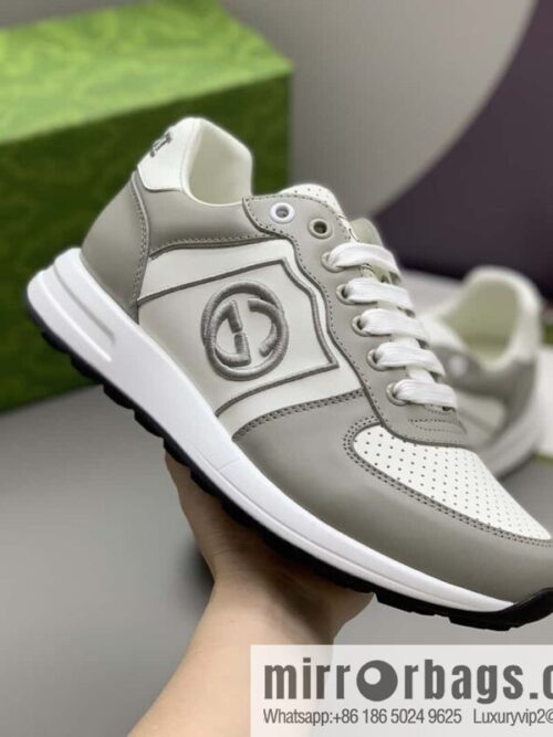 wsxc1693509961602_4-800x800upcbj4wppt0175554_20250708154128.jpg GUCCI gray and white leather embroidery logo men\'s sports and leisure shoes