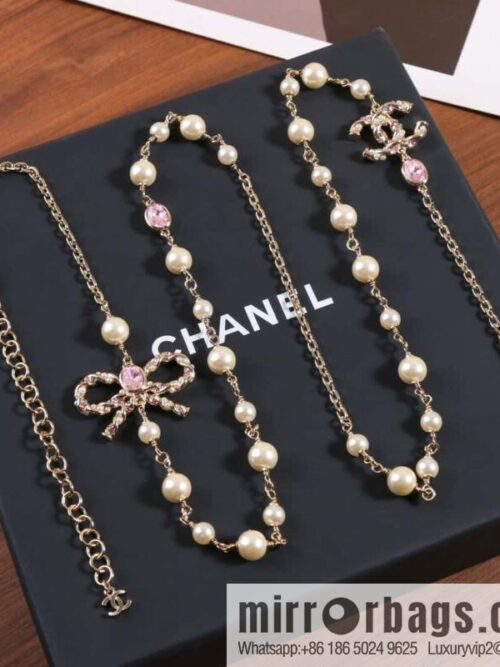 wsxc1693581209500_5-800x800ulskgpichcs149200_20250705073208.jpg New ☑️ Chanel Double C Pink Diamond Bow Pearl Necklace Sweater Chain