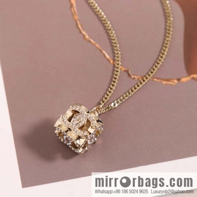 New ☑️ Chanel Double C Square Full Diamond Necklace