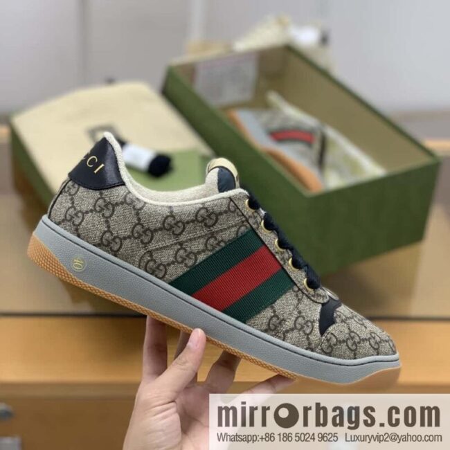 GUCCI Vintage Style Red and Green Webbing Unisex Small Dirty Shoes