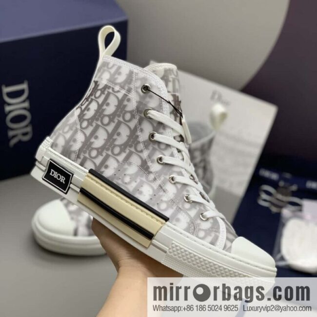 DIOR transparent mesh, letter printing mesh, men\'s and women\'s high-top shoes