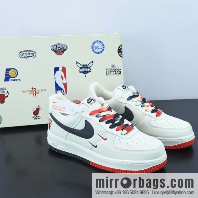 Nk Air Force 1 AF1 Air Force One/Low Top, White Black Red, Canvas, Multi-Hook NBA Chicago Bulls, City Limited Item Number: NA2022-005