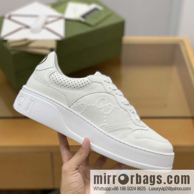 GUCCI GG printing, cowhide material, couple sneakers