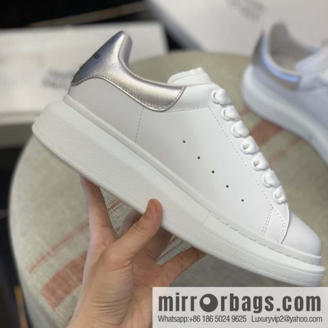 Alexander McQueen Silver Leather Tail, Same Sneakers for Men and Women