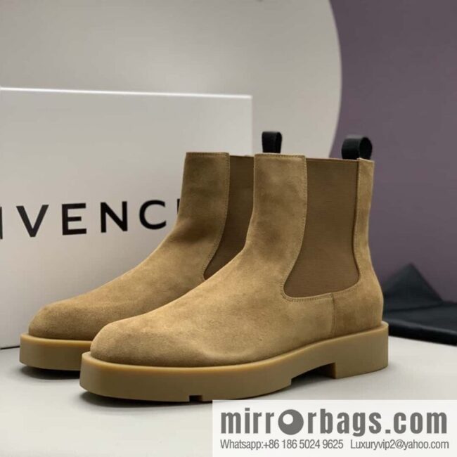 Givenchy/Givenchy, Beige Frosted Leather, Men\'s Chelsea Boots