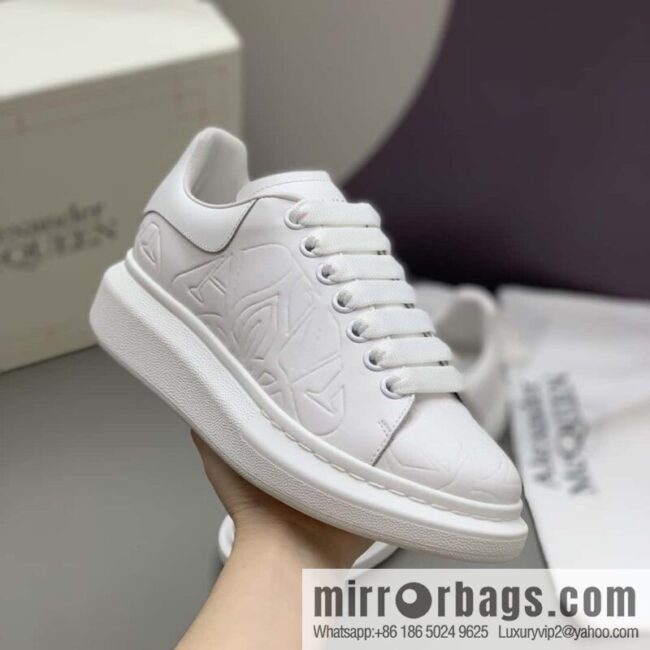 Alexander McQueen All White Embossed, Couple Casual Shoes
