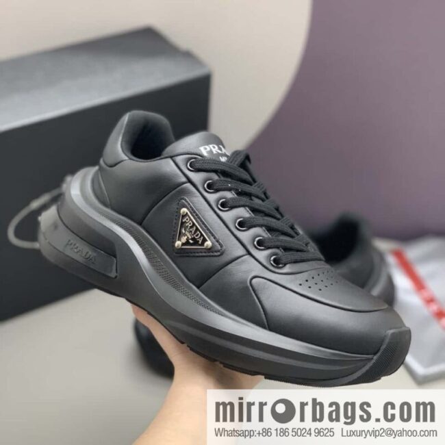 PRADA tongue embossed logo letters, men\'s sneakers