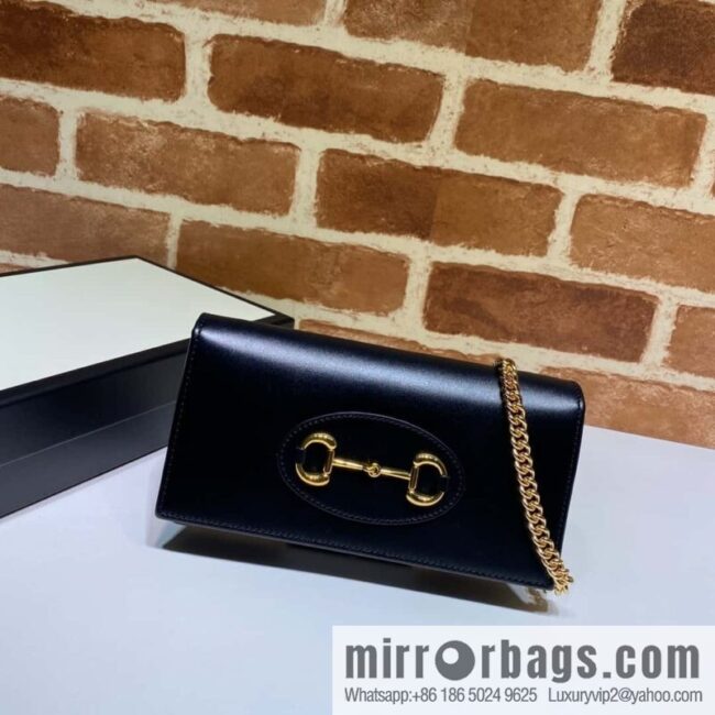 Gucci Horsebit 1955 series chain bag 621892 black leather