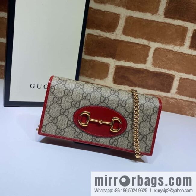 Gucci Horsebit 1955 series chain bag 621892 brown PVC/red