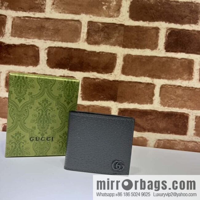 GUCCI GG Marmont series leather (fabric) double fold wallet 428726 gray pig pattern/gray G