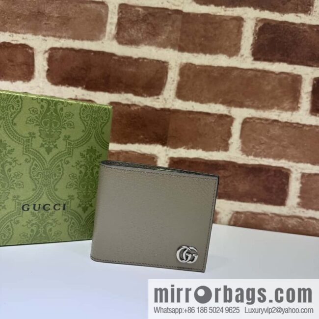 GUCCI GG Marmont series leather (fabric) double fold wallet 428726 elephant gray pig pattern