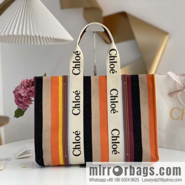 Chloe Rainbow 🌈 Woody Tote Bag, Large 45CM