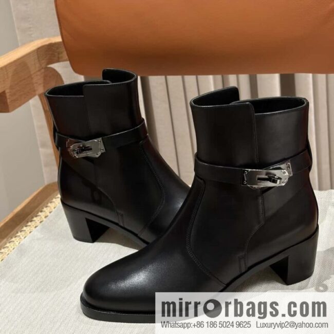 Hermès new autumn and winter kelly buckle high-heeled boots